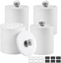 SheeChung 4 Pack Qtip Holder,White Acrylic Apothecary Jars,Shatterproof Qtip Holder Dispenser Set,Opaque Bathroom Vanity Organizer for Cotton Swabs,Balls,Pads, Modern Minimalist Decor (4 Pack,12&10oz)