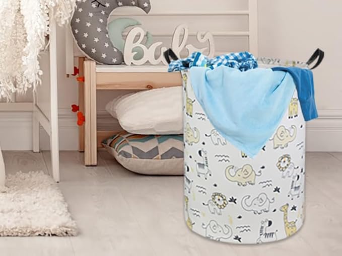 Baby Laundry Hamper Basket Baby Hamper for Nursery Boy and Girl Cute Kids Toys Storage Bin Organizer Animal Room Decor(Animals)