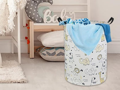 Baby Laundry Hamper Basket Baby Hamper for Nursery Boy and Girl Cute Kids Toys Storage Bin Organizer Animal Room Decor(Animals)