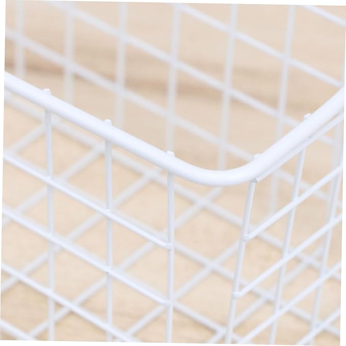 PRETYZOOM Over Cabinet Door Hanging Basket Organizer Rust White Storage Rack with Ventilated Hollow Design for Kitchen Bathroom Office Cabinet Doors Easy Installation and Removal