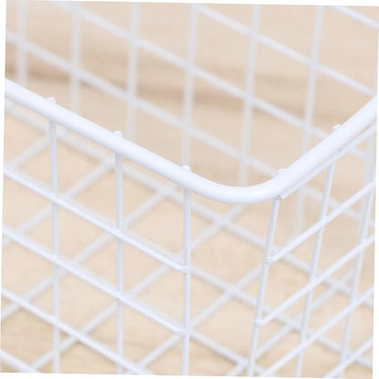 PRETYZOOM Over Cabinet Door Hanging Basket Organizer Rust White Storage Rack with Ventilated Hollow Design for Kitchen Bathroom Office Cabinet Doors Easy Installation and Removal