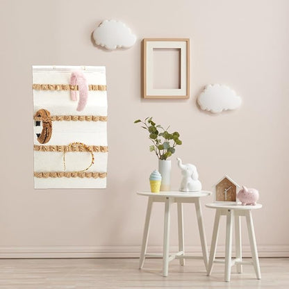 Felt Hanging Headband Holder with 40 Elastic Hair Bows Organizer White Wall Headbands Display Storage Ribbon Hair Hoops Hairbands Hair Accessory Holder Wall Hanging Decor for Home Women