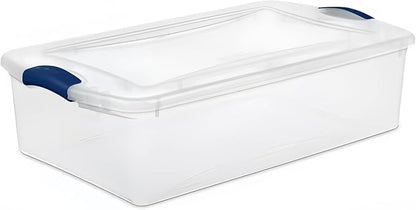 32 Quart Storage Bins with Lids, 2-Pack, Clear Plastic Stackable Tote Box Containers for Under-bed Home Organization