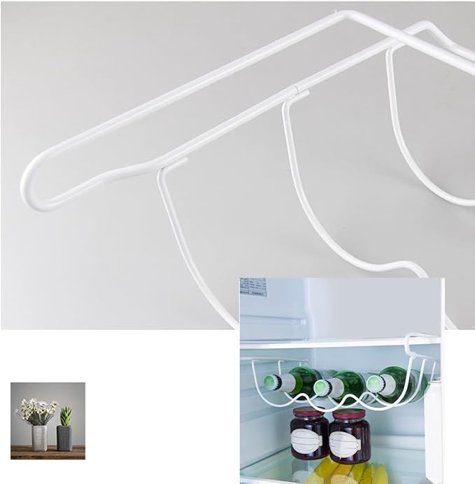PRETYZOOM Fridge Beer Rack Organizer Iron Tabletop Storage Stand for Beer Bottles and Wine Glasses for Kitchen Bar and Office Use Easy to Clean and Portable