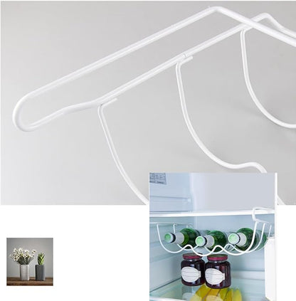 PRETYZOOM Fridge Beer Rack Organizer Iron Tabletop Storage Stand for Beer Bottles and Wine Glasses for Kitchen Bar and Office Use Easy to Clean and Portable