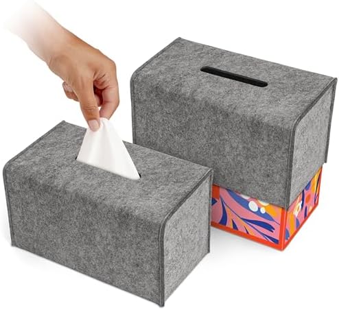 Lotteli Kitchen Felt Tissue Box Cover, Rectangle Large, Taupe, 2 Pack by LOTTELIKITCHEN