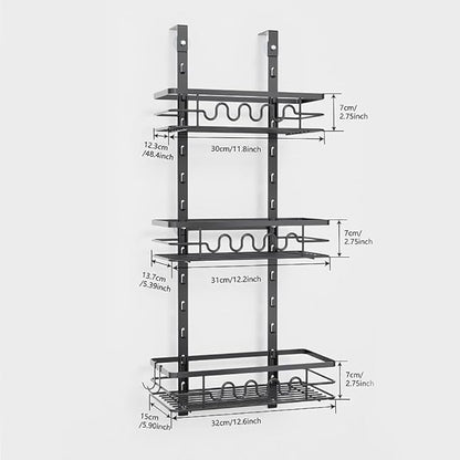 GarveeHome Over The Door Storage Rack, 3 Layers Metal Pantry Door Organizer Wall Mounted Behind Door Storage Cabinet Over The Door Pantry Organizer for Kitchen Bathroom Easy to Install