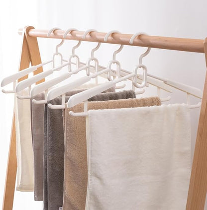 16 Pack Adjustable Clothes Hangers, Heavy Duty Plastic Hangers with Non-Slip Wide Shoulder, 360° Swivel Hook, Extendable 15.9"–20.3", Space Saving Traceless Hangers for Coats, Shirts & Dresses(White)