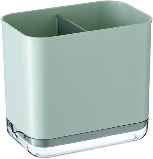 Kitchen Utensil Holder, Silverware Drying Basket Cutlery Drainer Caddy Silverware Cutlery Organizer Flatware Holder with 2 Compartments (Green)