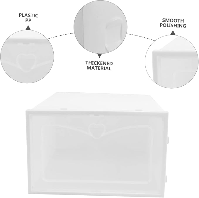 Cabilock 2pcs Thickened Plastic Shoe Box Storage Boxes for Closet Entryway Drawer Type Shoe Organizer