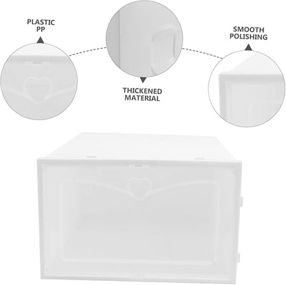 Cabilock 2pcs Thickened Plastic Shoe Box Storage Boxes for Closet Entryway Drawer Type Shoe Organizer