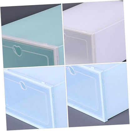PRETYZOOM 4Pcs Capacity Transparent Thickened Plastic Storage Case with Clamshell Design Drawer Type Shoes Container Shaped Lid for Seasonal Shoe Organization Dust