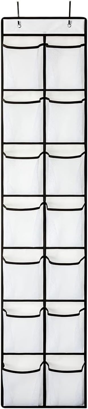 14 Pockets Over Door Hanging Shoe Organizer Narrow Closet Door Shoe Rack For Door Mesh Hanging Shoe Organizer, 65x11.375 inch, Grey