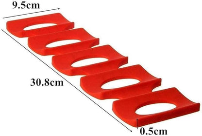 Drink Holder Silicone Beer Cola Wine Bottle Mats, Water Bottles & Food Cans Rack Holder Stack, Perfect Kitchen Cabinet and Fridge Stack Storage, Bottles Cans Fridge Organizer, 1 Pcs, Red