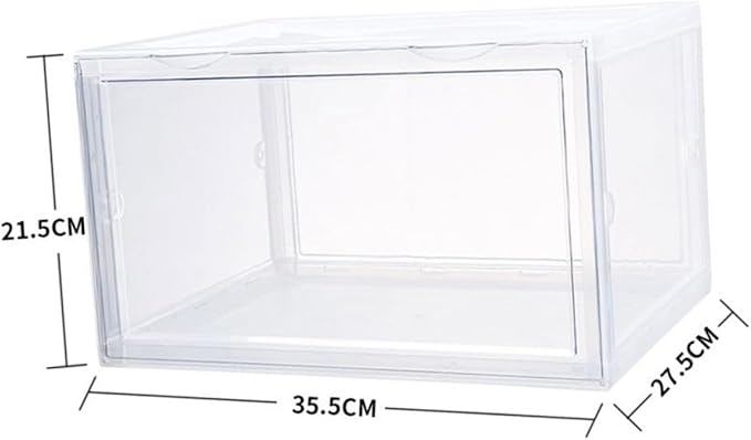 Lurrose Shoe Storage Box with Dustproof Design Stackable Shoe Organizer with Door Buckle Connector Plastic Container for Home Closet