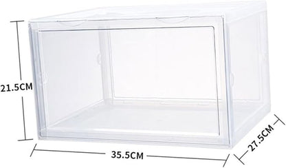 Lurrose Shoe Storage Box with Dustproof Design Stackable Shoe Organizer with Door Buckle Connector Plastic Container for Home Closet