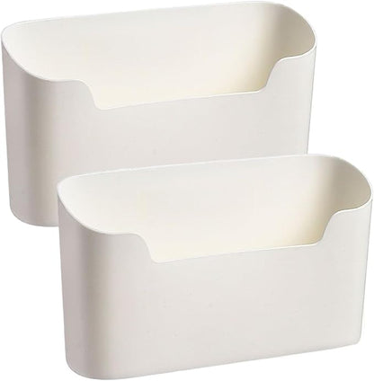 Kitchen Cabinet Door Organizer, 2PCS 9.3x2.8x3.9 Inch Wall Mounted Storage Bins, Plastic Adhesive Cabinet Door Organizer for Cupboard, Bathroom, Fridge, Desktop.