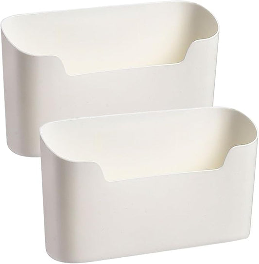 Kitchen Cabinet Door Organizer, 2PCS 9.3x2.8x3.9 Inch Wall Mounted Storage Bins, Plastic Adhesive Cabinet Door Organizer for Cupboard, Bathroom, Fridge, Desktop.