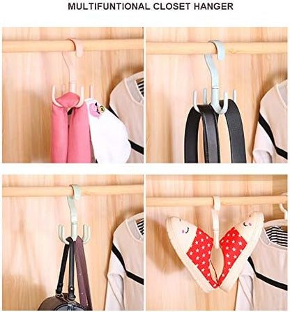 Rotating Scarf Purse Organizer for Closet Tie Rack and Belt Organizer, 4 Pack Plastic Closet Handbag Hanger for Belts,Ties, Bag, Purse,Scarves, Clothing and Other Accessories (Mix)