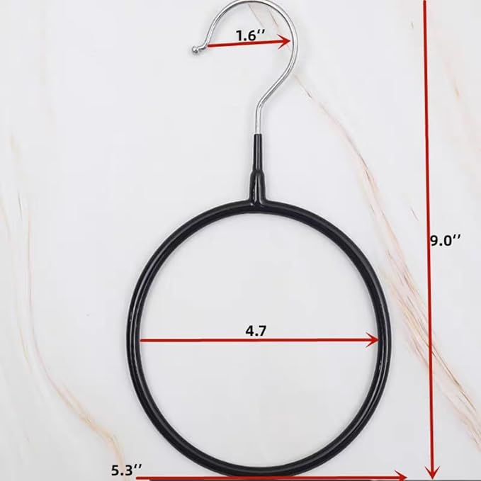 Belt/Scarf Hangers for Closet - 8 PCS Nonslip Space Saving Steel Tie Rings Holder Organizer for Neckties, Shawls Scarves, Veils, Pashminas Display(8 Pack, Black)