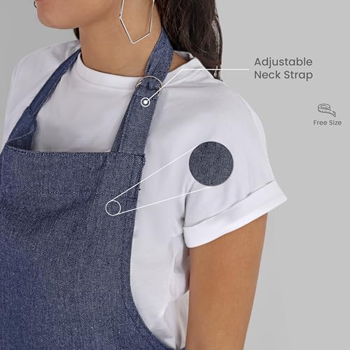 Chef Apron, Recycled Cotton Kitchen Apron with an Adjustable Neck with Long Ties, for cooking, baking - Image 3