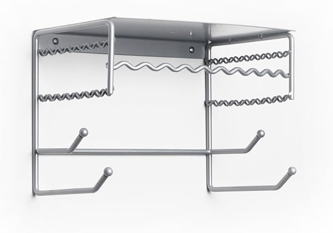 Silver 10" Wall Mount Jewelry & Accessory Storage Rack Organizer Shelf for Earrings, Bracelets, Necklaces, & Hair Accessories