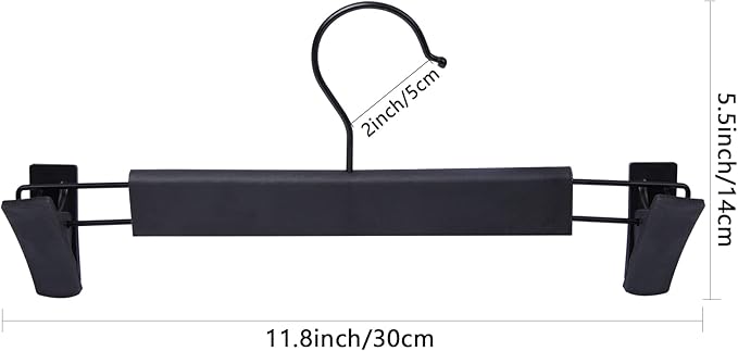 NORTHERN BROTHERS Pants and Skirt Hangers with Adjustable Clips, 50 Pack, Slim Non-Slip Clip Hangers, 360 Degree Swivel Hook, Black