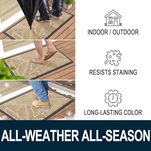 Colorxy Waterproof Front Doormat, Sturdy Natural Rubber Door Mat, 29.5x17 - Image 4