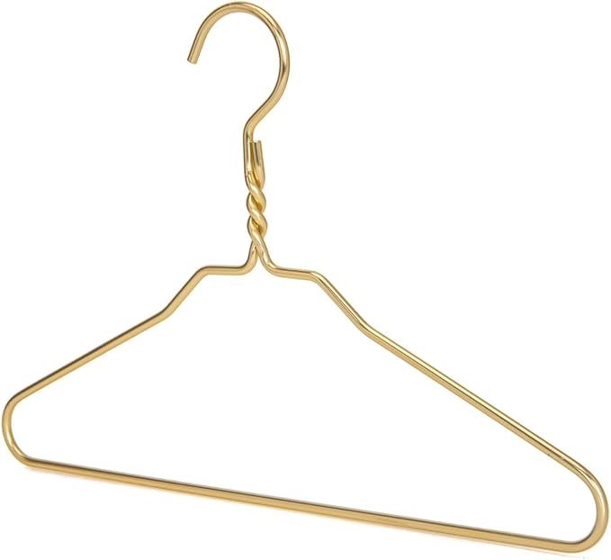 Beautiful Gold Aluminum Metal Suit Hangers Heavy Duty Coat Hangers (14" Junior/Teens Size - 100 Pack)