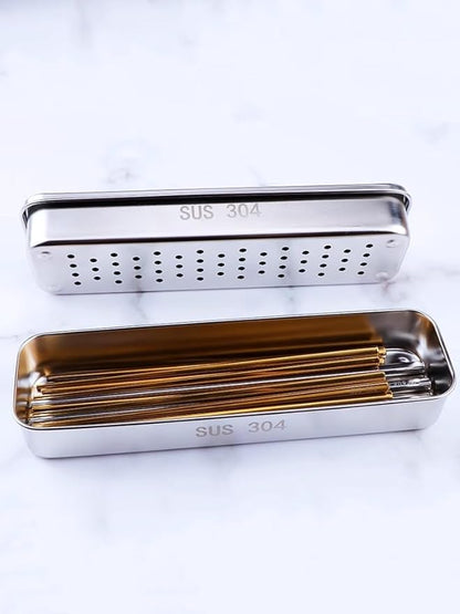 Flatware Tray with Lid,Stainless Steel Cutlery Tray Holder,Chopsticks Storage Boxes Kitchen Draining Chopstick Spoon Fork Storage Box with Lid Drainer(silver)