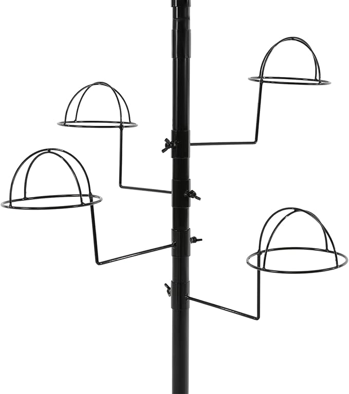 Freestanding Hat Rack Stand with Wheels,Metal Hat Organizer Rack with 16 Adjustable Circular Hooks,Floor Standing Hats Tree Display Stand (Black)