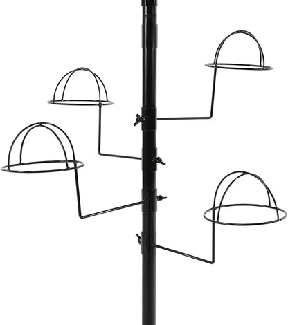 Freestanding Hat Rack Stand with Wheels,Metal Hat Organizer Rack with 16 Adjustable Circular Hooks,Floor Standing Hats Tree Display Stand (Black)