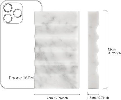 WeDoDecor Real Marble Soap Dish for Shower Stone Tray Small Bar Soap Holder with Self Draining | Non-Slip, Luxury Bath Room Accessories (White)