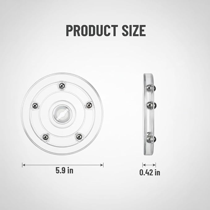 3 Pack 5.9 Inch Clear Small Lazy Turntable, 360° Ball Bearing Turntable Swivel Base, Smooth Rotating Tray for Kitchen Cabinet Organizer, Cake Decorating & Countertop Display