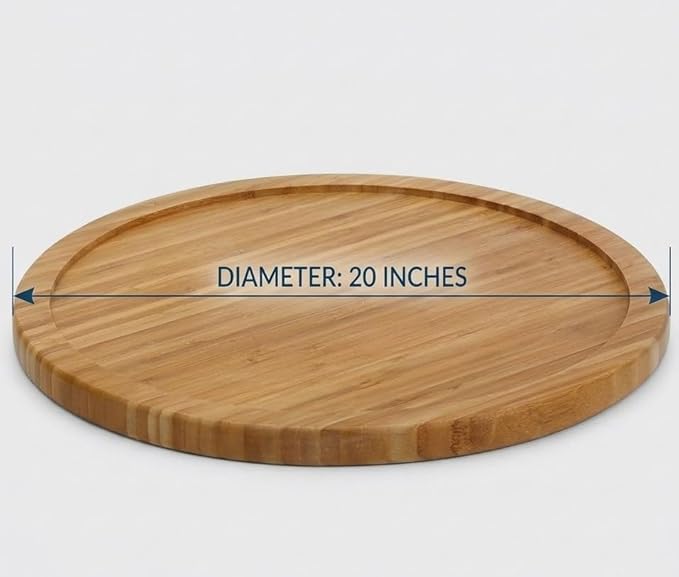 YBM Home Bamboo Wooden Non-Skid Lazy Susan Turntable Fully Rotating Pantry Cabinet