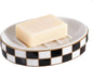 Ceramic Checkered Soap Dish,Black&White Soap Dish for Bathroom Sink, Bar Soap Holder for Bathroom Decorative Counter,Checkered Deco (Black)