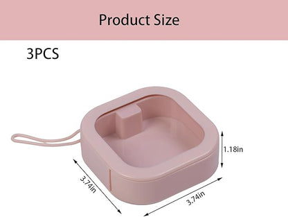 3 Pcs 3.74 * 3.74 * 1.18 in Pink Portable Hair Tie Organizer, Travel Hair Accessories Organizer Storage Boxes Portable Holder, Bathroom Cotton Swab Dispenser for Women/Mom