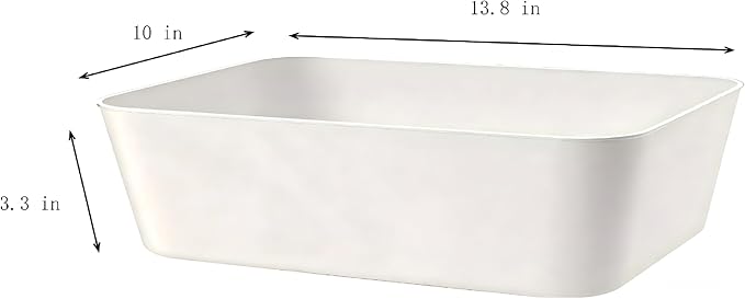 Set Of 4 Plastic Storage Bins,13.8×10×3.3 inch Versatile Kitchen Pantry Organization and Storage,for Plastic Storage Container Under Bed,Under Sink Bathroom Organizer (White, 4 XM)