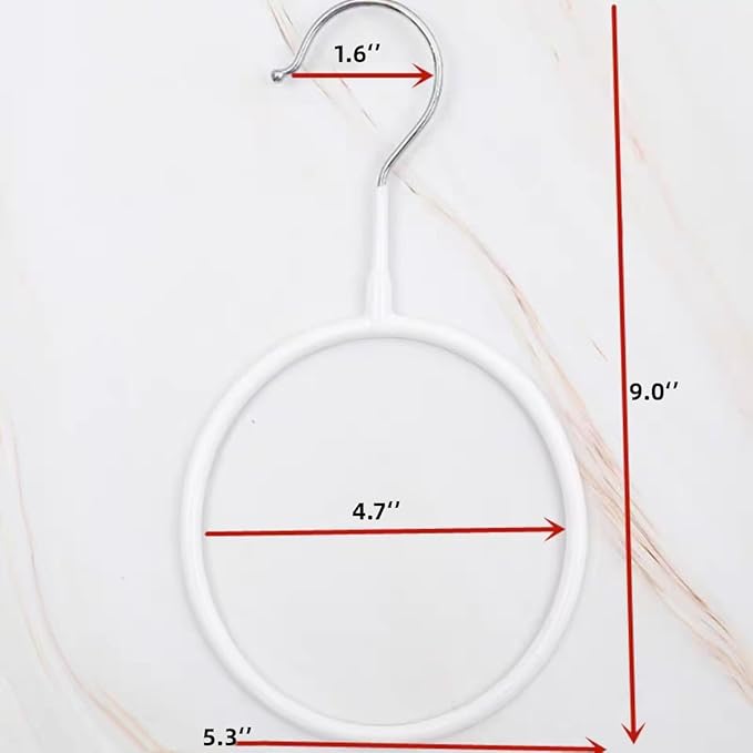 Belt/Scarf Hangers Organizer for Closet - 8 PCS Nonslip Large Scarves Holder Rack for Neckties, Winter Shawls Display, Pashminas (White)
