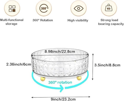 Non Skid Lazy Susan Turntable, 1 Tier Non Skid Spice Rack Turntable, 9 Inch Spinning Organizer, 360 Degree Rotating Seasoning Organizer for Kitchen, Pantry Cabinet Refrigerator, Clear