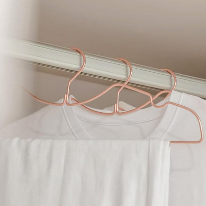 20 Pack Heavy Duty Metal Steel Wire Clothes Hanger, Ultra Slim & Short Neck Hanger,Space Saving Durable Non-Slip Felt Hangers, Closet Organizer for Home Dorm Laundry (Rosy Gold)