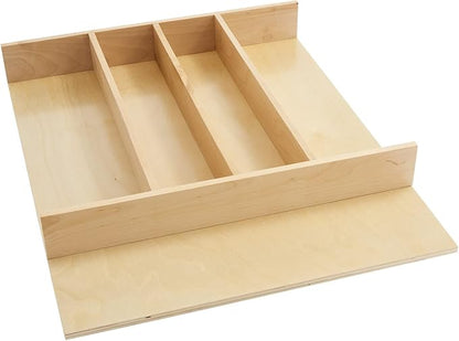 Rev-A-Shelf Trim-to-Fit Silverware Drawer Organizer For Kitchen Utensils, Cutlery Cabinet Storage Divider Insert, 18.5" x 22", Maple Wood, 4WUT-1