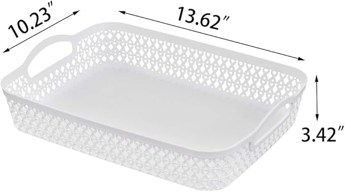 A4 Paper Tray, Plastic Storage Basket Trays, White, Set of 6