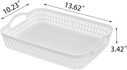 A4 Paper Tray, Plastic Storage Basket Trays, White, Set of 6
