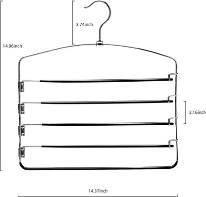 Multi-Layer Metal Pants Hangers, 6 Pack, 5 Swing Arms, Non-Slip