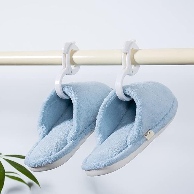Space Saving Rotated Hanger Hooks Wardrobe Clothes Rack Hanger Organizer Bag Hanger Shoes Belt Scarf Hanging Rack Closet Hanger (White)