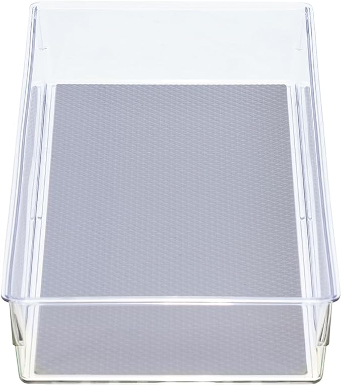 Glad Drawer Organizer Bin, 15x6 - Heavy Duty Clear Plastic Storage Tray for Junk Drawers, Kitchen Utensils, Bathroom Vanity, and Organizing Pantry - BPA Free, Food Safe, Non Slip