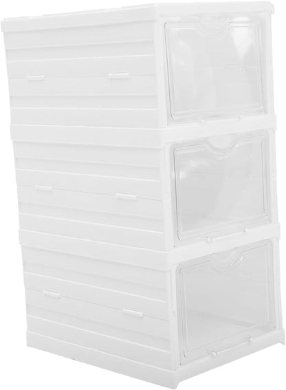 Garneck Shoe Boxes Stackable Lids Storage Organizer Box for Shoes Material Bins for Organization