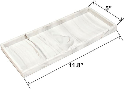 DNC Silicone Bathroom Vanity Tray for Counter, 11.8" Kitchen Sink Soap Tray for Dish Holder Dispenser Countertop Toilet Tank Decor Organizer