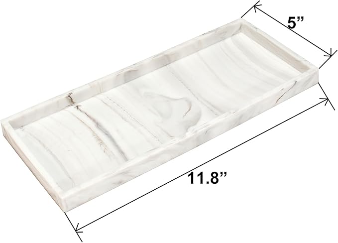 DNC Silicone Bathroom Tray for Counter, 2PC 11.8" Vanity Tray for Countertop, Kitchen Sink Soap Tray for Dish Holder Dispenser Toilet Tank Desk Organizer